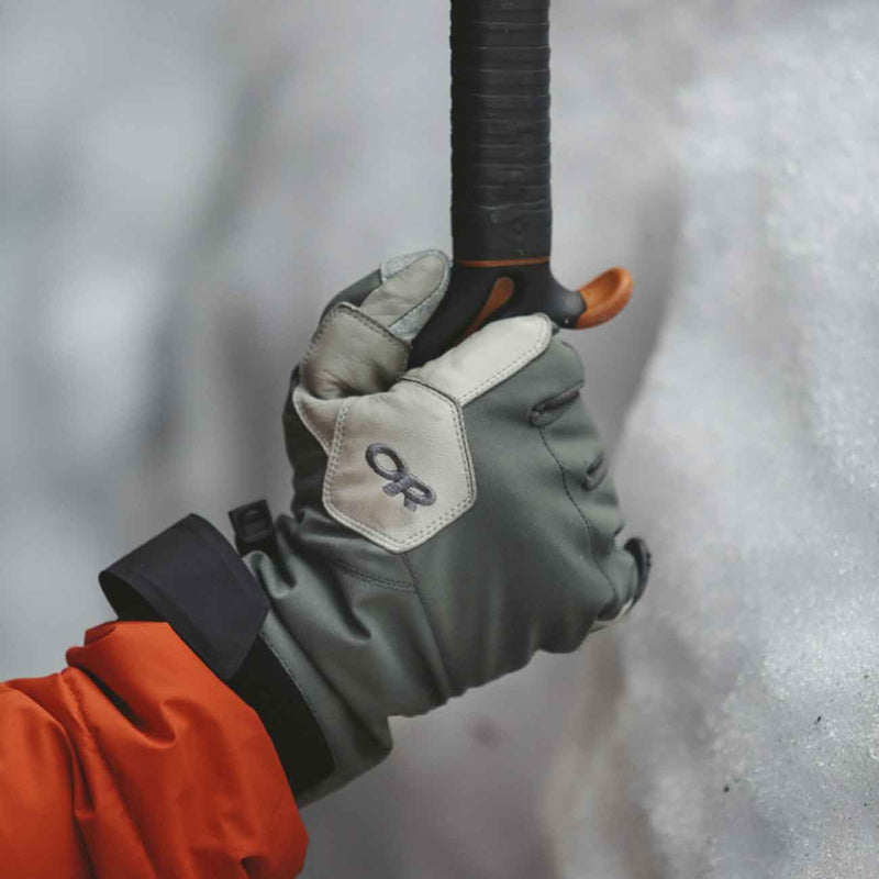 Load image into Gallery viewer, Outdoor Research bitterblaze glove aerogel insulated charcoal alloy with petzl nomic
