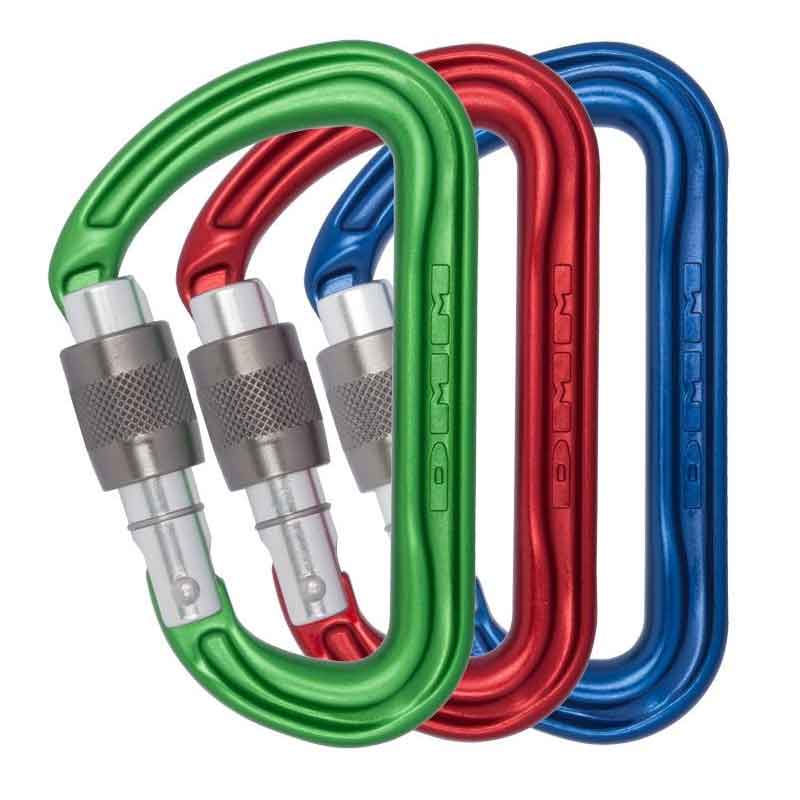 Load image into Gallery viewer, dmm shadow screwgate carabiner colours green red blue
