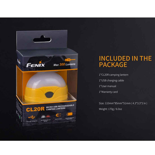 fenix CL20R rechargeable camping lantern orange packaging