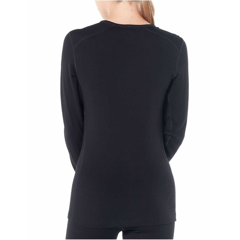 Load image into Gallery viewer, icebreaker womens 260 tech long sleeve crewe base layer black on body 2
