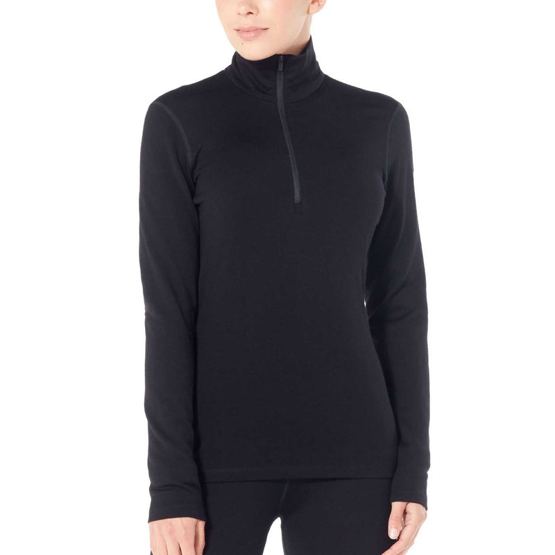 Load image into Gallery viewer, icebreaker womens 260 tech long sleeve half zip black on body 1
