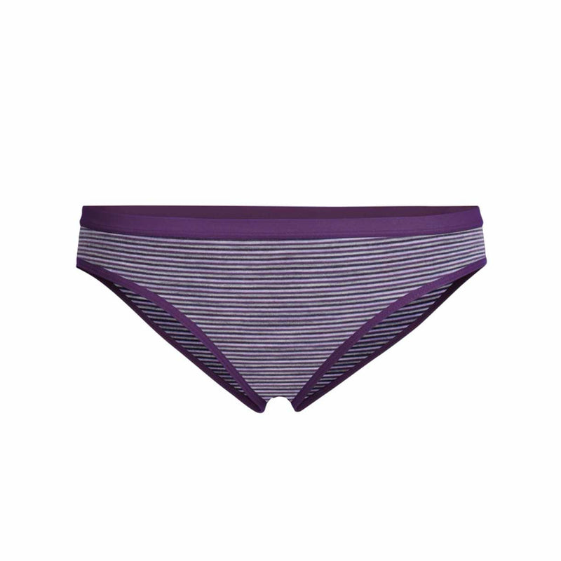 Load image into Gallery viewer, icebreaker womens siren bikini eggplant silk heather stripe
