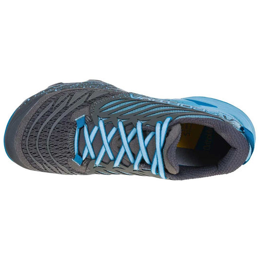 la sportiva womens akasha trail running shoe carbon pacific blue 3