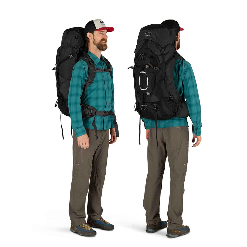 Load image into Gallery viewer, osprey aether 65 mens hiking backpack deep water black 2
