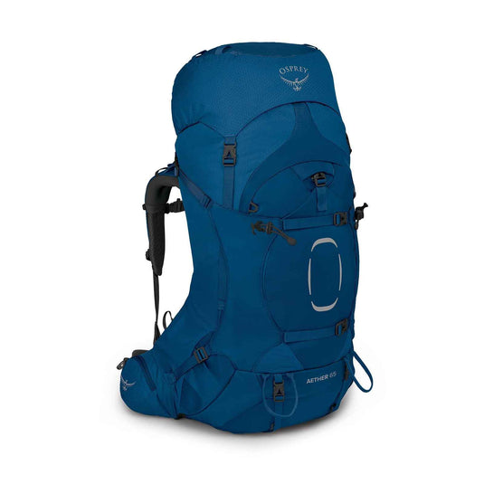 osprey aether 65 mens hiking backpack deep water blue 1