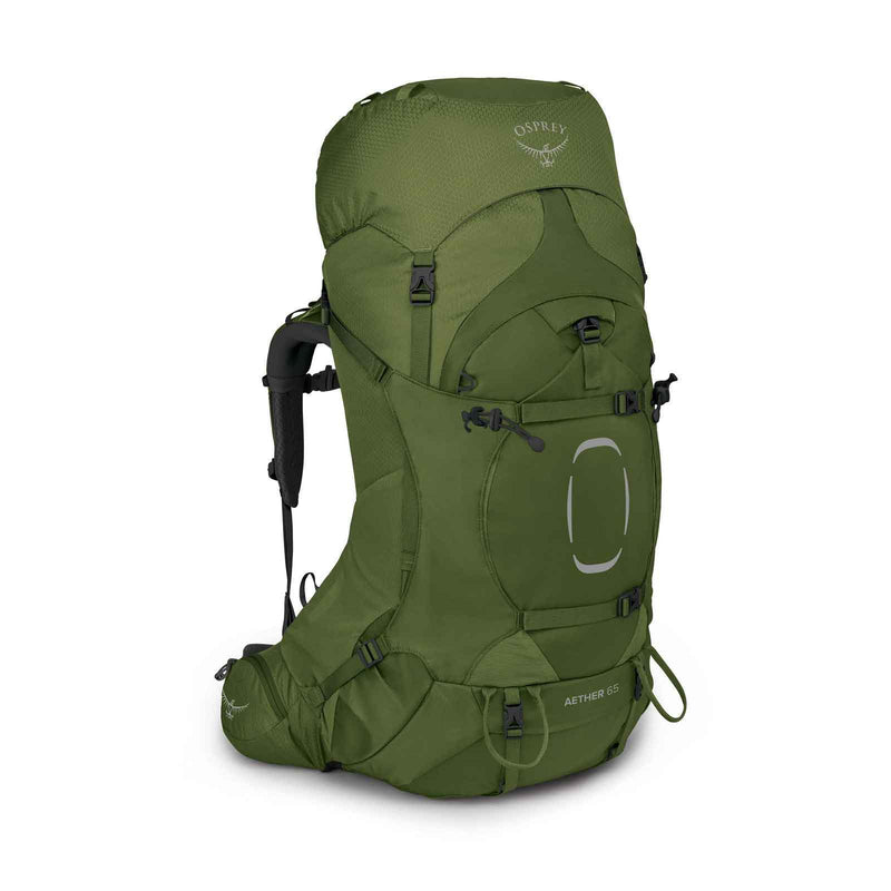 Load image into Gallery viewer, osprey aether 65 mens hiking backpack garlic mustart green 1