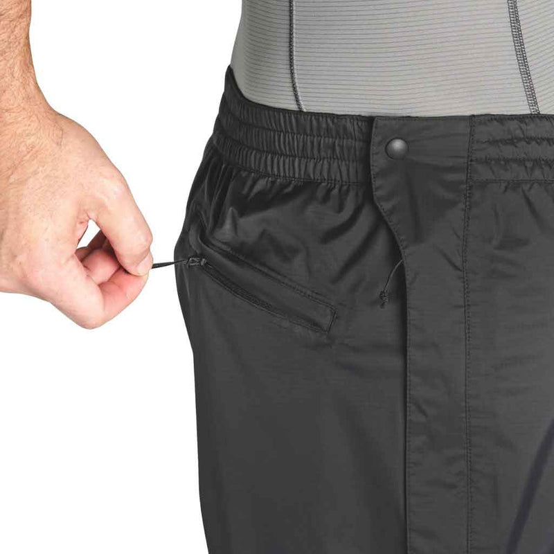 Load image into Gallery viewer, outdoor research apollo pants rain shellwear black on body detail
