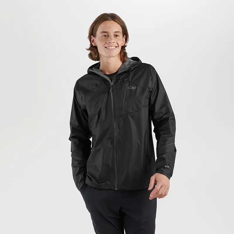 Load image into Gallery viewer, outdoor research mens helium rain jacket ultralight shell black 2
