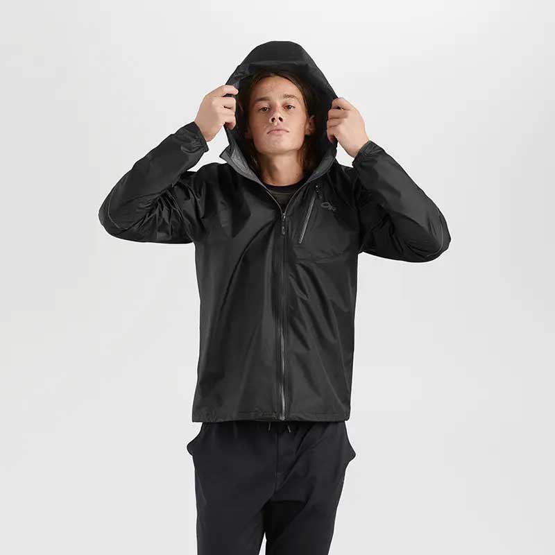 Load image into Gallery viewer, outdoor research mens helium rain jacket ultralight shell black 3
