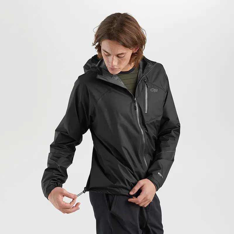 Load image into Gallery viewer, outdoor research mens helium rain jacket ultralight shell black 4
