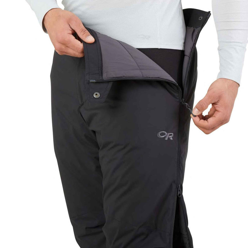 Load image into Gallery viewer, outdoor research mens refuge pants insulated black on body full zip

