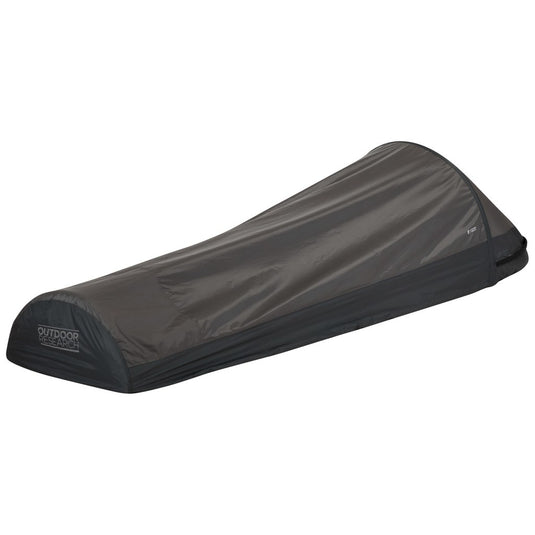 outdoor research helium bivy bag pewter foot end