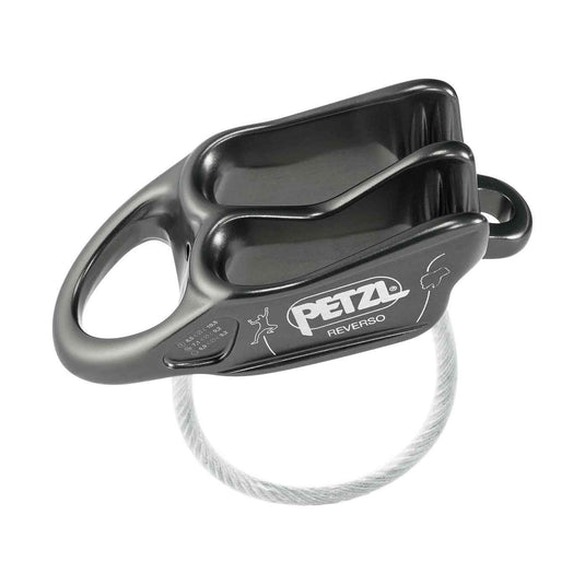 petzl reverso climbing belay device gray
