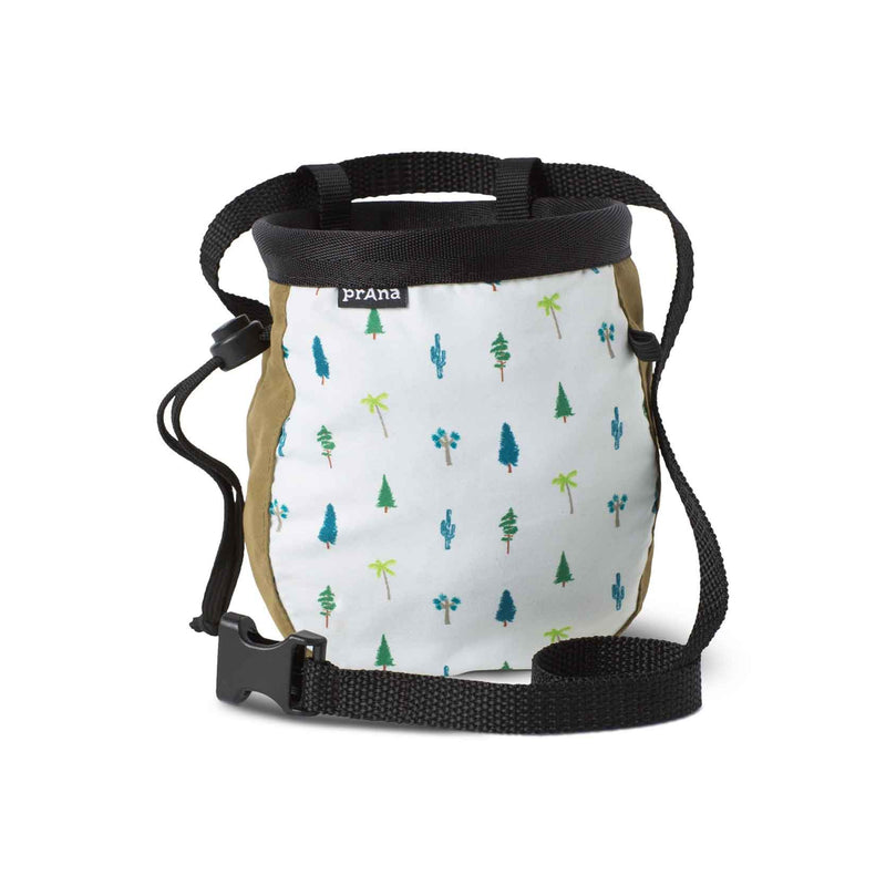 Load image into Gallery viewer, prana graphic chalk bag with belt woodland green trees
