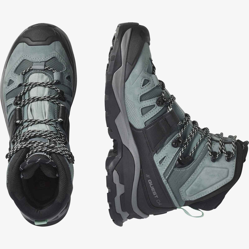 Load image into Gallery viewer, salomon womens quest 4 gtx hiking boots slate tropper opal blue 2
