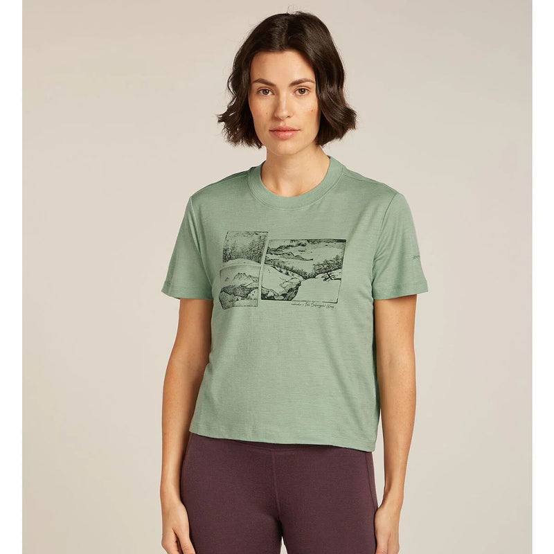 Load image into Gallery viewer, Womens Merino 150 Tech Lite SS Crop Tee The Climb
