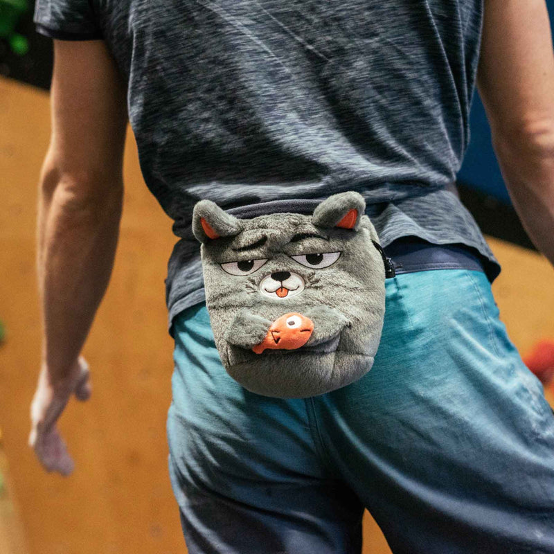 Load image into Gallery viewer, Grey Cat Rock Climbing Chalk Bag
