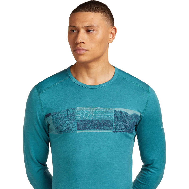 Load image into Gallery viewer, Mens Merino 200 Oasis Long Sleeve Crewe Elevation Line

