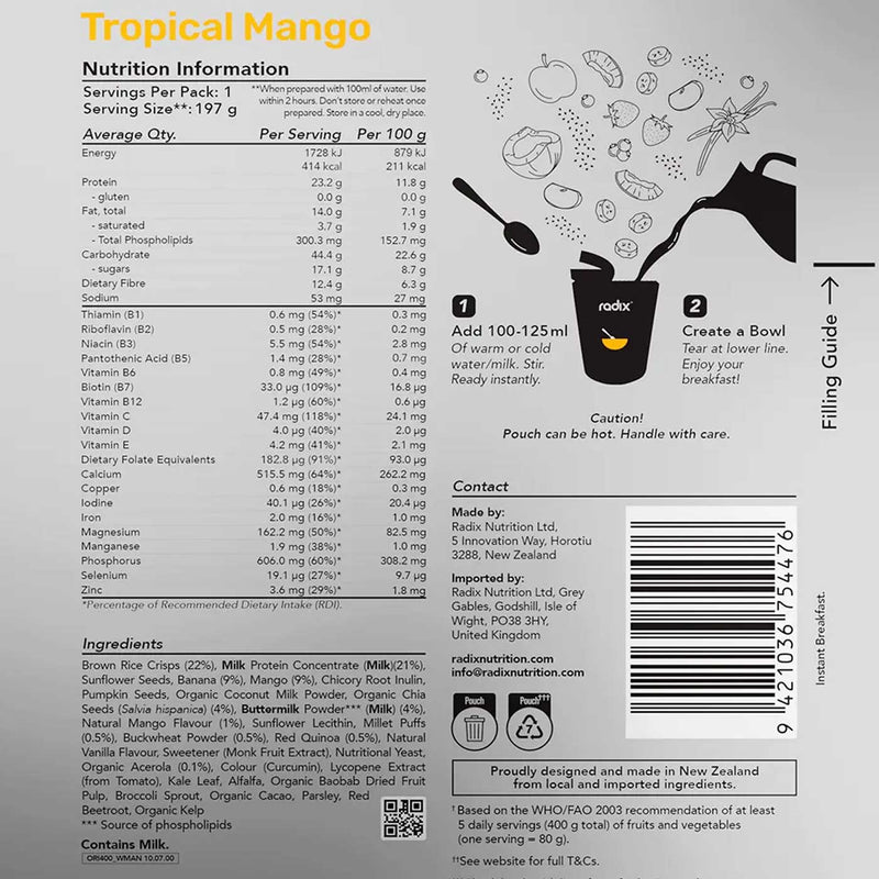 Load image into Gallery viewer, Radix Nutrition Tropical Mango - Plant-Based Breakfast

