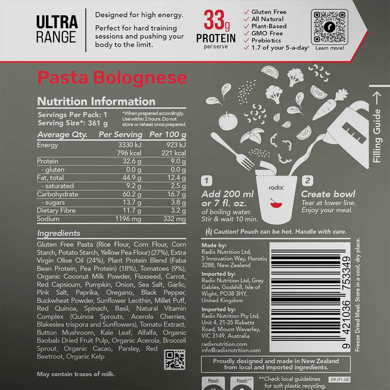 Load image into Gallery viewer, Radix Nutrition Pasta Bolognese (Plant-Based) - Ultra 800
