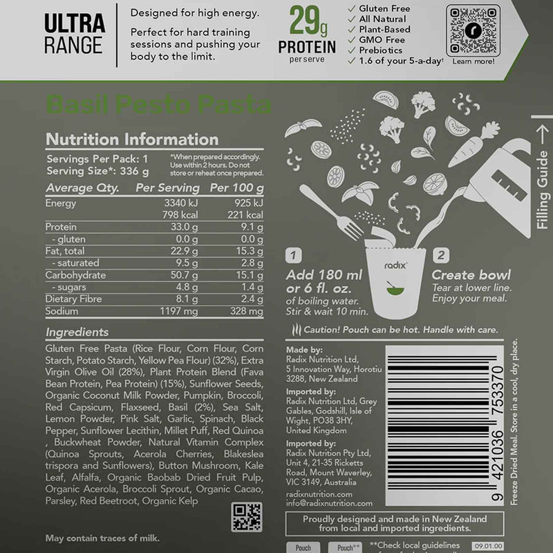 Load image into Gallery viewer, Radix Nutrition Basil Pesto Pasta - Plant-Based Meal
