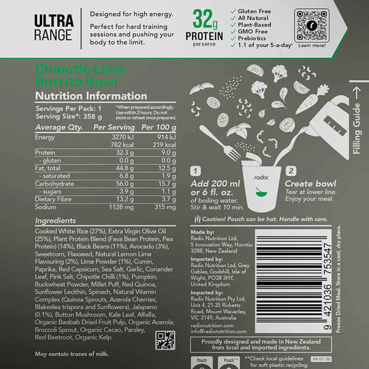 Radix Nutrition Chipotlet Lime Burrito Bowl - Plant-Based Meal