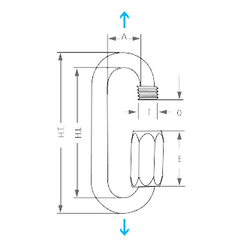 Maillon rapide drawing dimensions