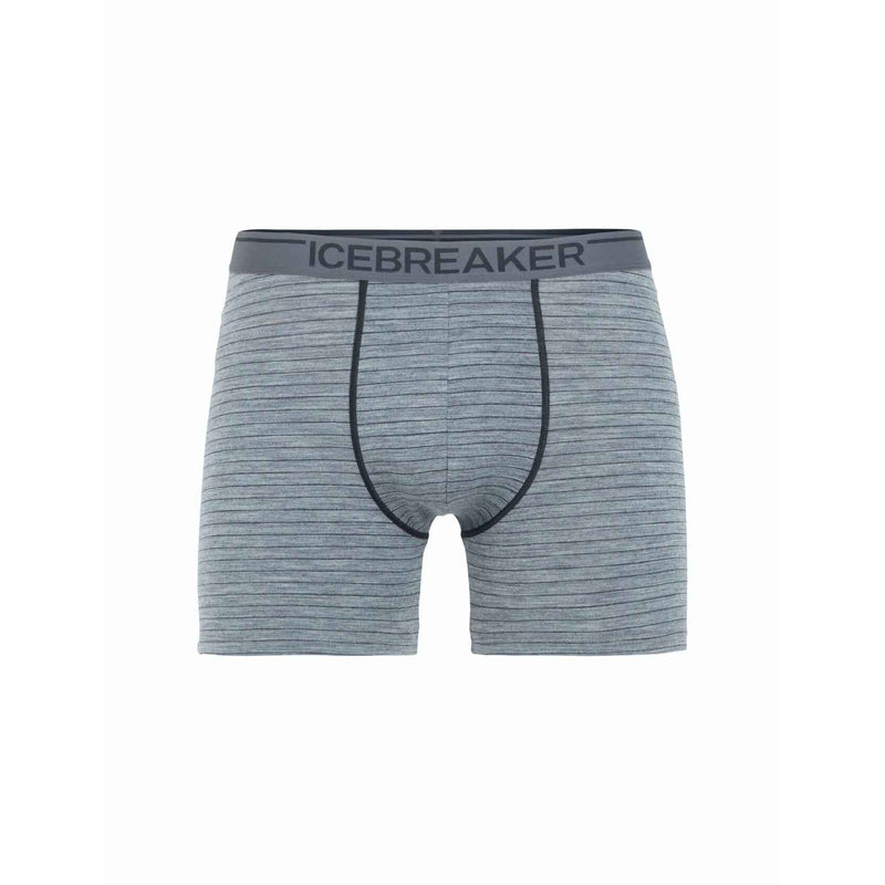 Load image into Gallery viewer, icebreaker mens anatomica boxers gritstone heather black stripe
