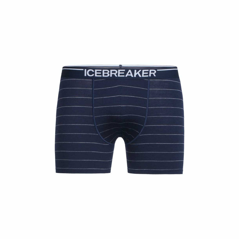 Load image into Gallery viewer, icebreaker mens anatomica boxers midnight grey heather stripe
