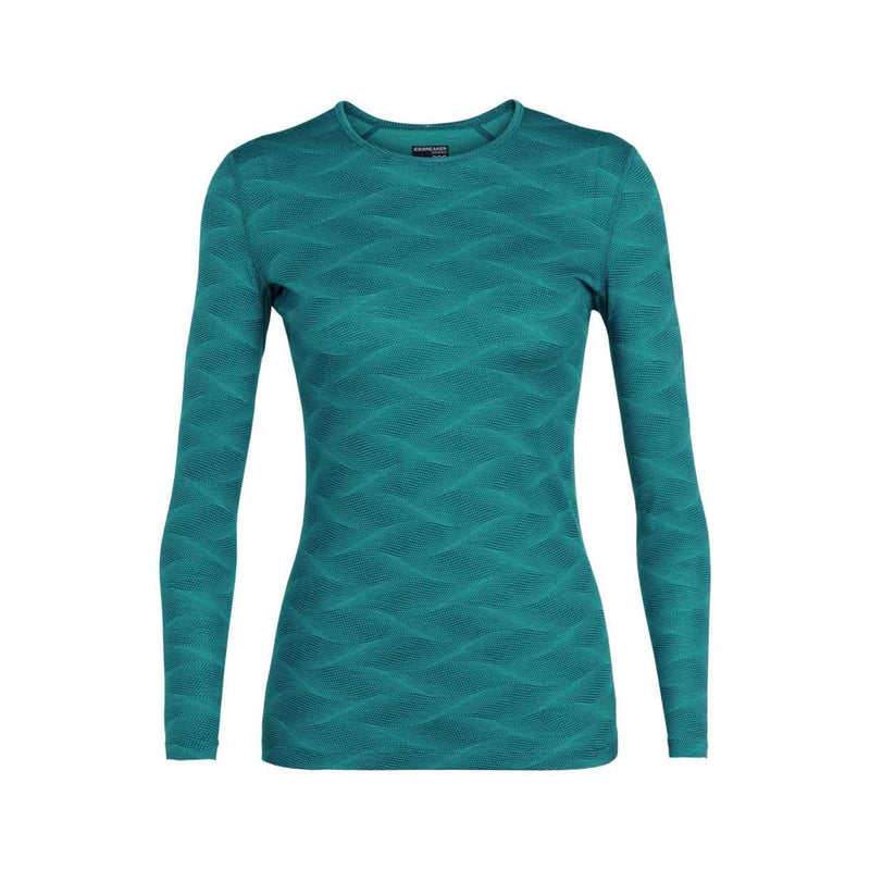 Load image into Gallery viewer, icebreaker womens 200 oasis long sleeve crewe curve kingfisher arctic teal
