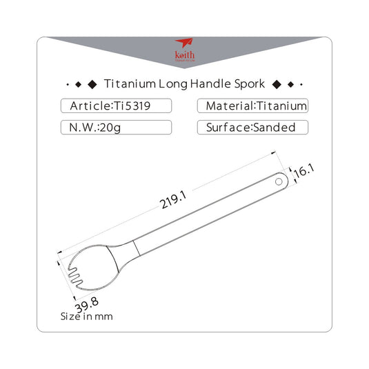 keith titanium Long handle camp Spork 4