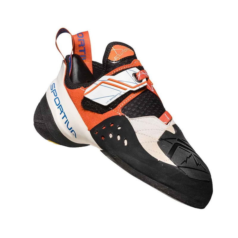 Load image into Gallery viewer, la sportiva womens solution climbing shoe white lily orange side view
