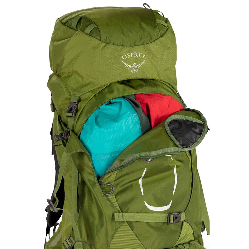 Load image into Gallery viewer, osprey aether 65 mens hiking backpack garlic mustart green 2
