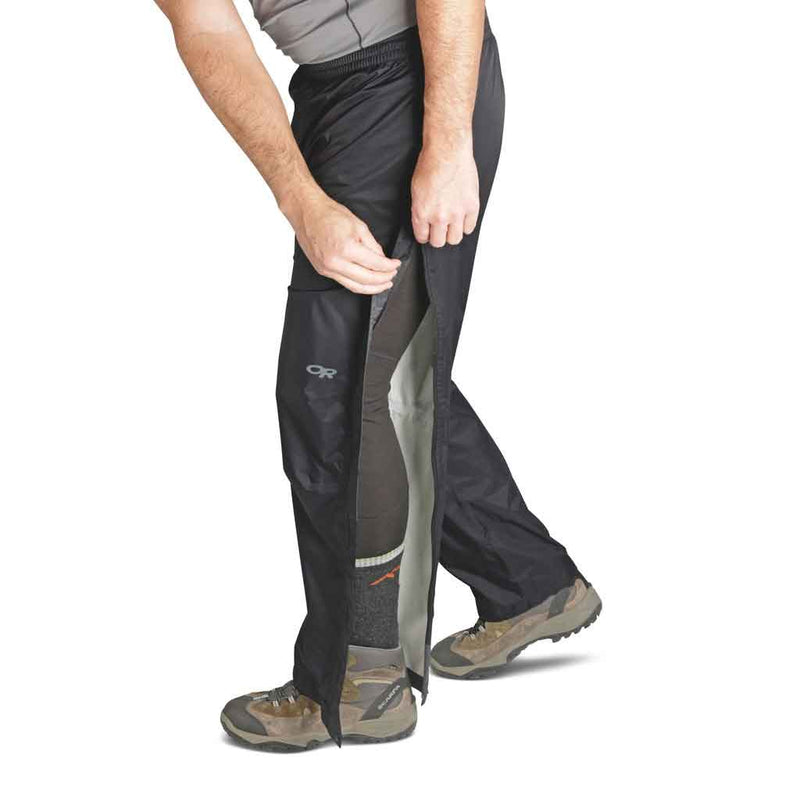 Load image into Gallery viewer, outdoor research apollo pants rain shellwear black on body full length side zipper 2
