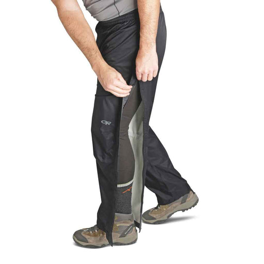 outdoor research apollo pants rain shellwear black on body full length side zipper 2
