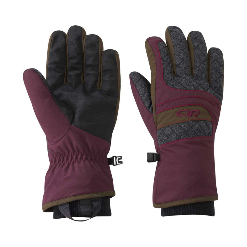 Load image into Gallery viewer, outdoor research riot gloves womens zin carob tomato

