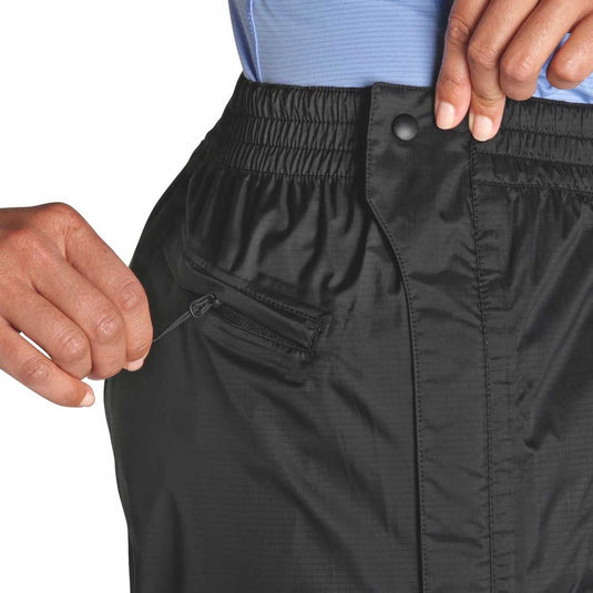 outdoor research womens apollo pants rain shellwear black on body pocket detail