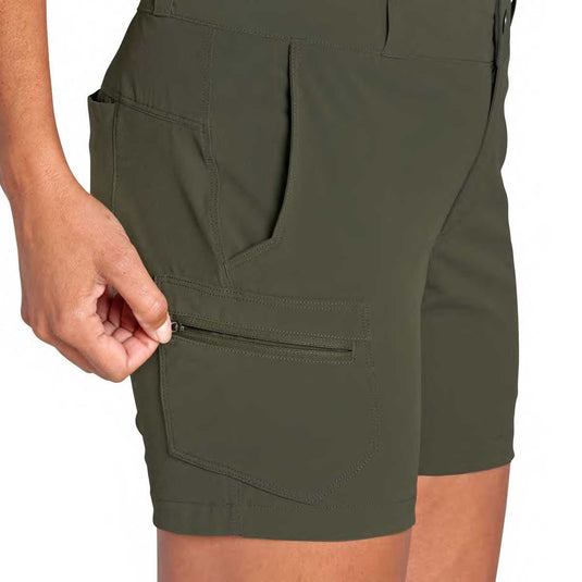 outdoor research womens ferrosi 5inch shorts on body 1