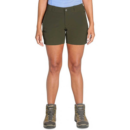 outdoor research womens ferrosi 5inch shorts on body 2