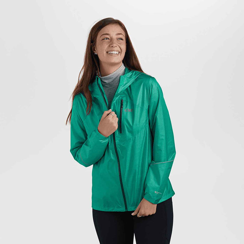 Load image into Gallery viewer, outdoor research womens helium rain jacket 2020 jade 2
