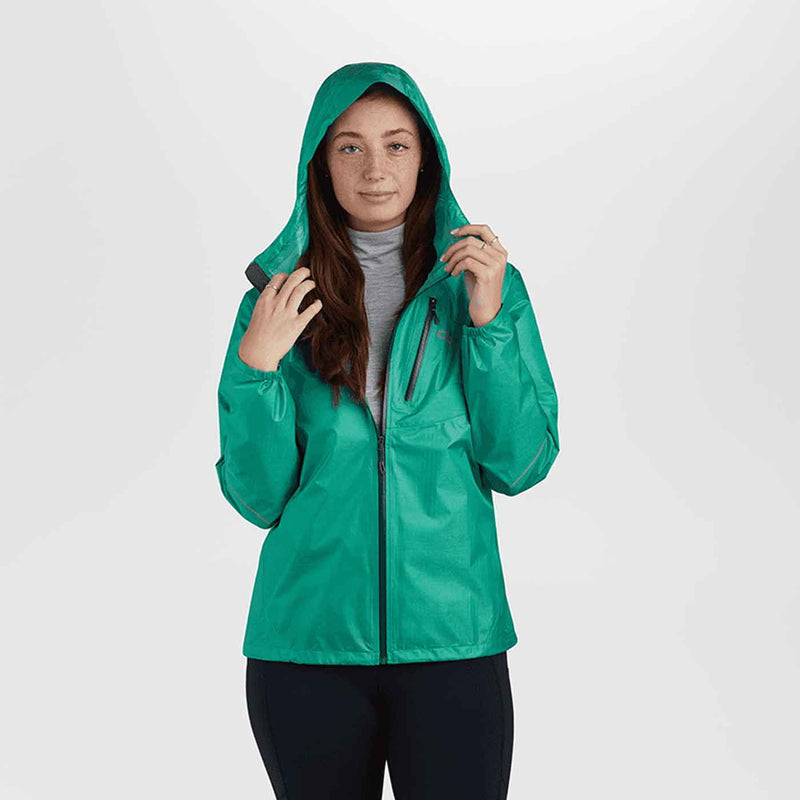 Load image into Gallery viewer, outdoor research womens helium rain jacket 2020 jade 4
