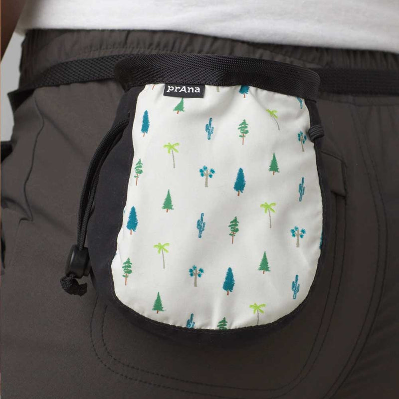 Load image into Gallery viewer, prana graphic climbing chalkbag with belt black trees
