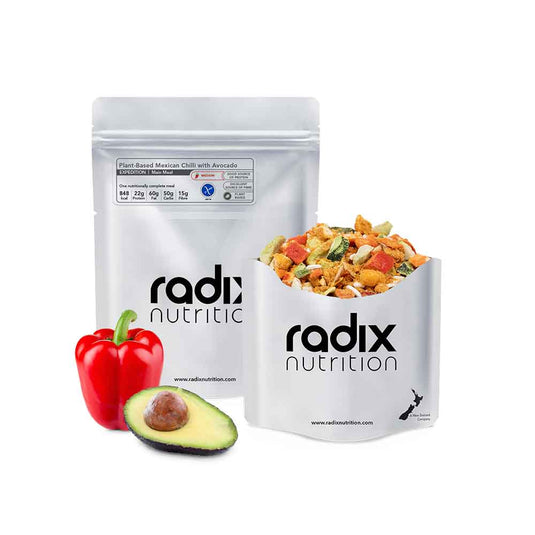 radix nutrition freeze dried food expedition 800 plant based mexican chilli with avocado 1