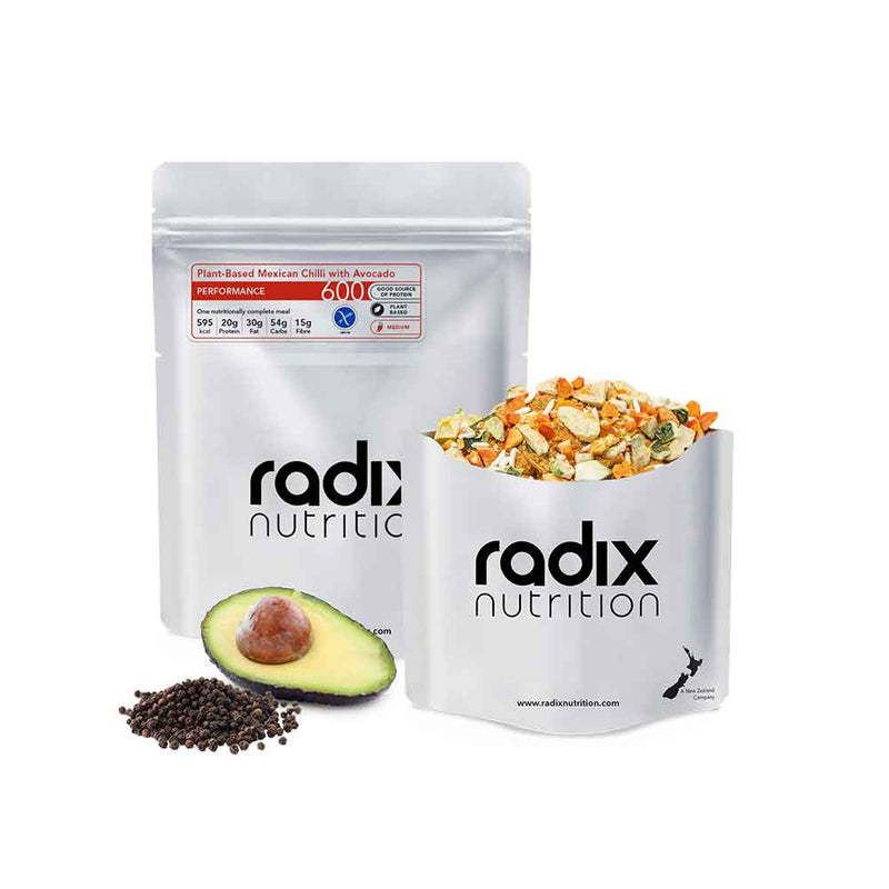 Load image into Gallery viewer, radix nutrition freeze dried food performance 600 plant based mexican chilli with avocado 1
