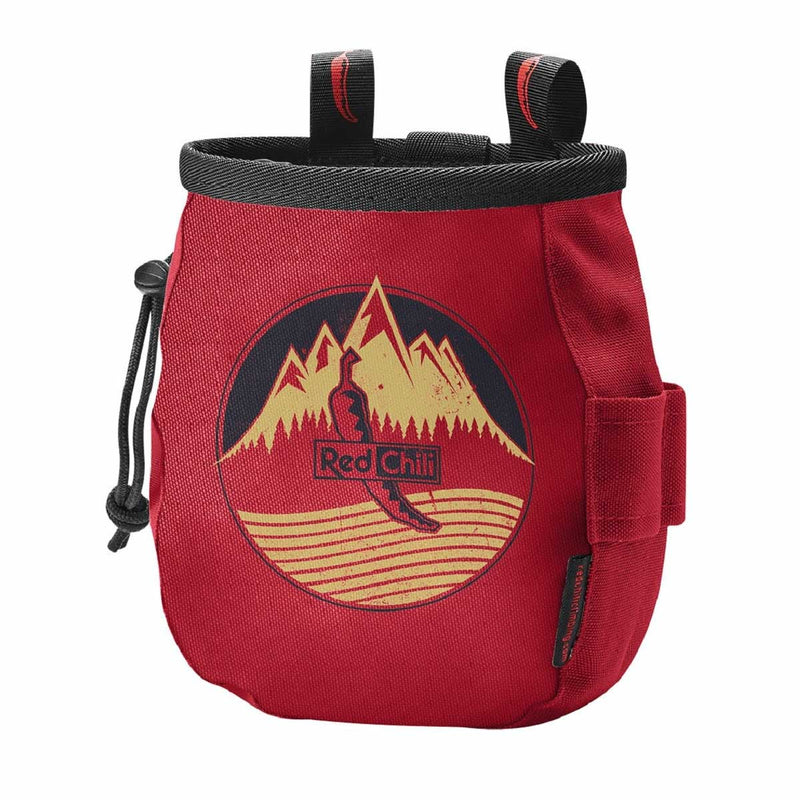 Load image into Gallery viewer, red chili climbing chalkbag giant chalkbag red mountain logo
