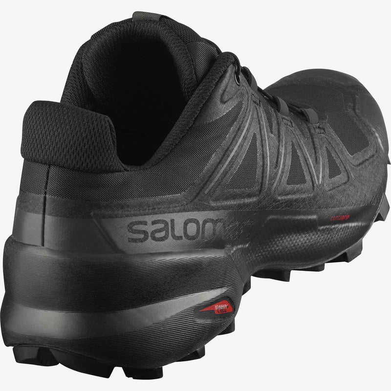 Load image into Gallery viewer, salomon mens speedcross 5 wide trail running shoe black black phantom 5
