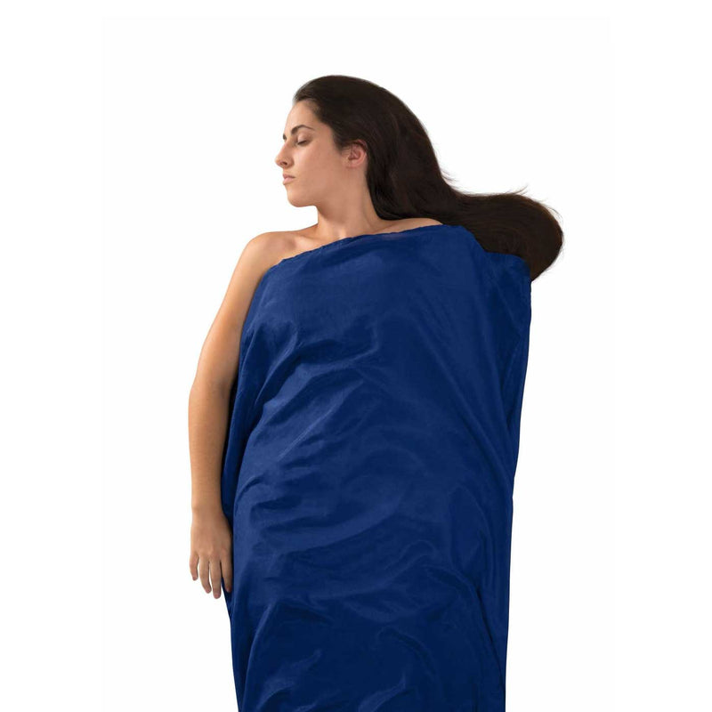 Load image into Gallery viewer, sea to summit silk cotton sleeping bag liner long navy
