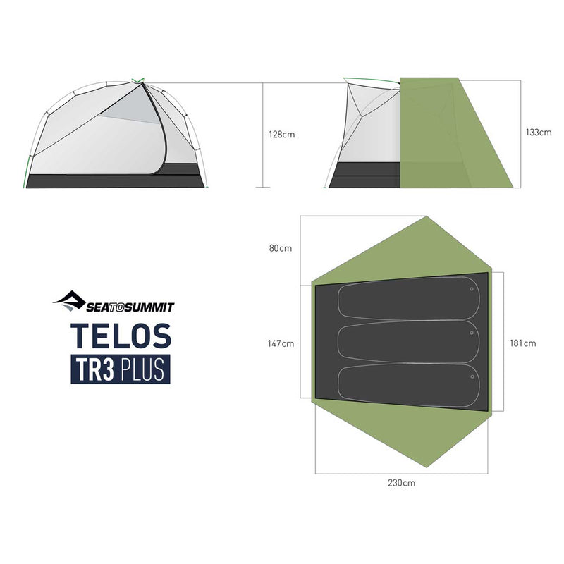 Load image into Gallery viewer, sea to summit telos TR3 PLUS ultralight backpacking tent 5 dimensions
