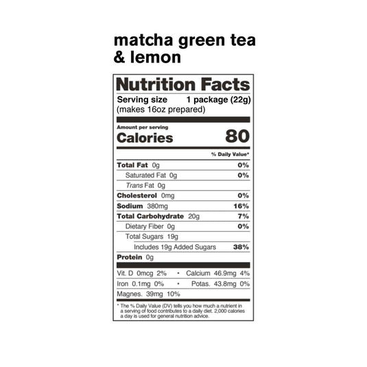 skratch labs sport hydration drink mix single serve matcha green tea and lemon nutrition information