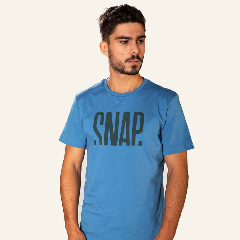 Load image into Gallery viewer, snap climbing mens logo tee climbing clothing steel blue 1

